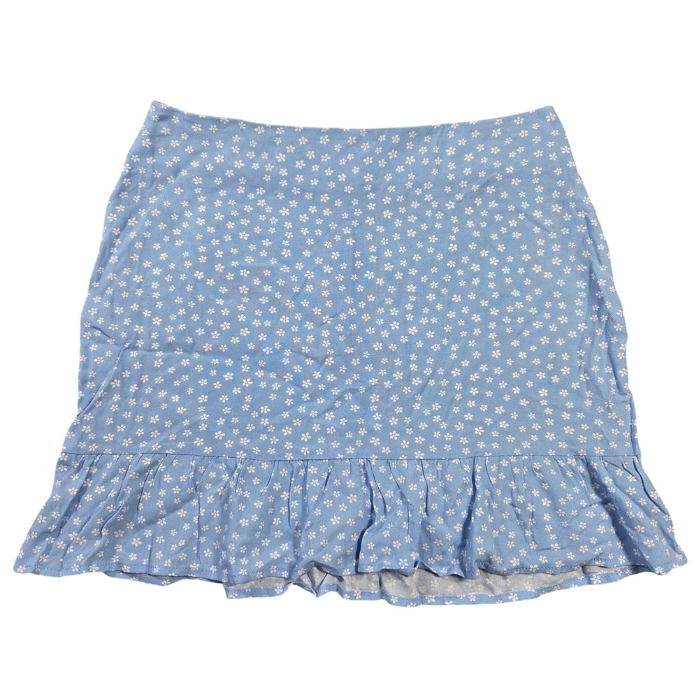 LA Hearts Light Blue Floral Ruffle Hem Mini Skirt Size M Boho Summer Preppy Cute